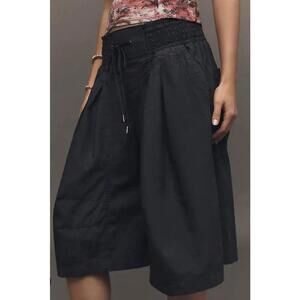 Anthropologie Ruched Poplin Gaucho Balloon Pants Black Onyx size XL NEW